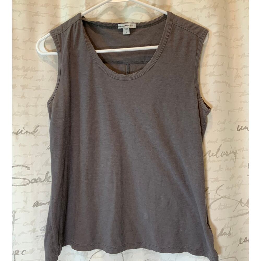 James Perse Women's Gray Cotton Muscle Tank Top Size 0 Minimalist Basic Casual
